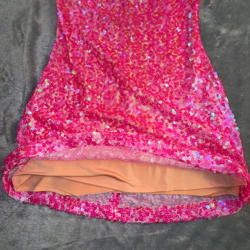 Show Me Your‎ Mumu Sequin Mini On My Way Dress Small Hot Pink Strapless Hoco - Picture 8 of 16